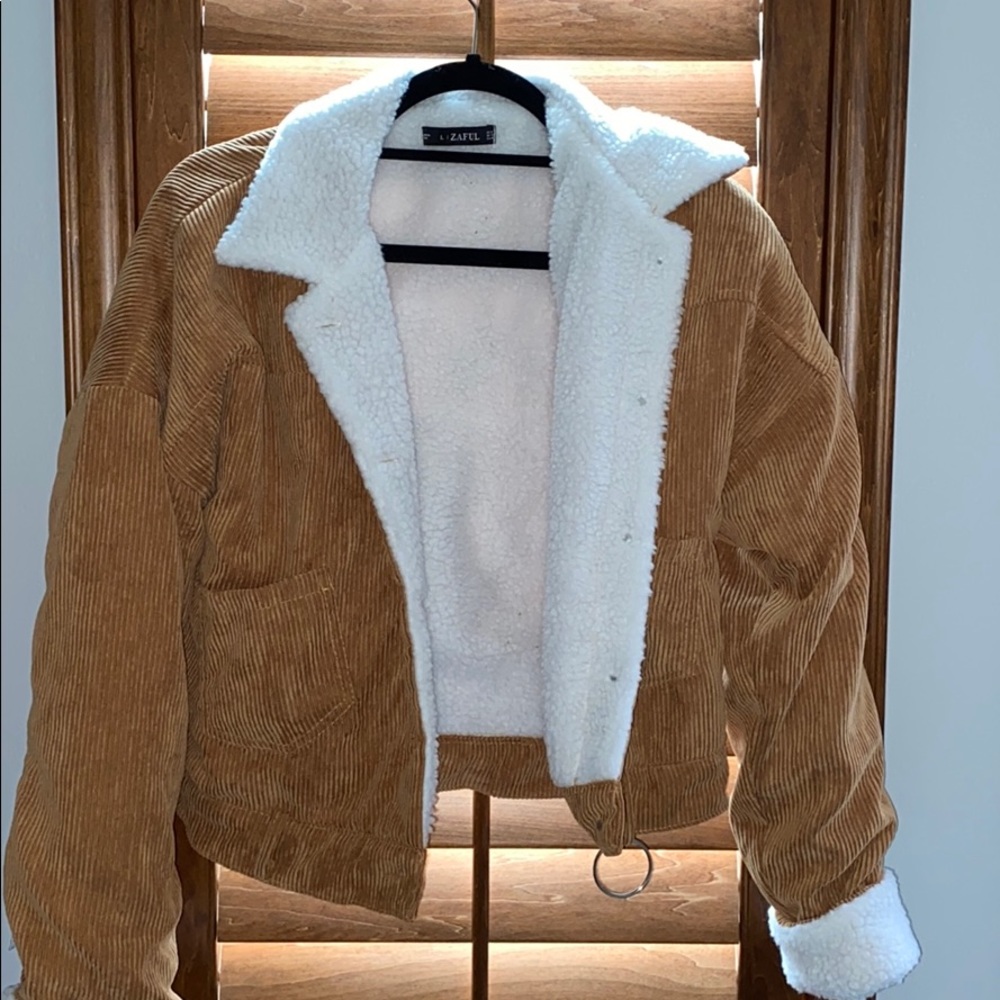 Corduroy Cropped Jacket w fur